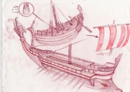 Concept art of warships, Trireme on the bottom