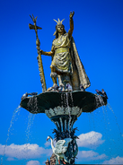 Statue of Pachacuti at Plaza de Armas, Cusco, Peru