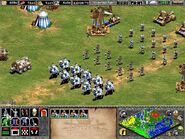 The colorful diamond-like object at the lower-right hand corner is the mini map found in Age of Empires II.