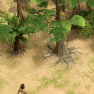 Animation of a Laborer felling a tree with one strike, due to the Adze of Wepwawet upgrade