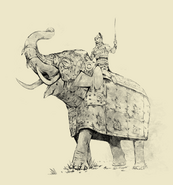 A heavily armored Indian war elephant
