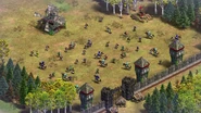 The player and their three tenuous vassals fighting the Vikings