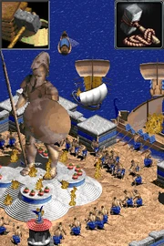 Repair icons from the original and Definitive Edition of Age of Empires, with Villagers repairing a building and ship.