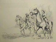 Qutlugh (left) and Young Babur as depicted in campaign artworks