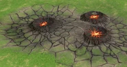 AoMR Meteor craters.png (1.51 MB) Permanently deformed ground under the craters left behind after Meteor strikes in Retold