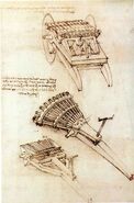 Organ gun designs by Leonardo da Vinci