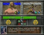 Siegfried about to attack a Lamia Warrior