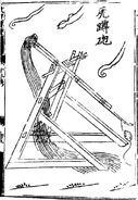 An illustration of a Chinese traction trebuchet from the Wujing Zongyao, an 11th-century Chinese military manual