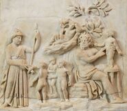 Prometheus creates humanity as Athena looks on, Roman relief, 3rd century AD