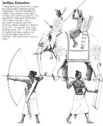 Puru soldiers illustration.webp (55 KB) An illustration of a war elephant (top) in Porus's army