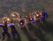 Visual effect of the god power active on Wuzu Javelineers