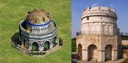 The Mausoleum of Theodoric the Great in Age of Empires II and in real life.