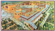 An artistic rendering of the Palace of Knossos