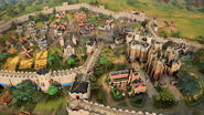 An English town in Age of Empires IV.