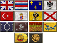 The civilization flags in the original Age of Empires III and its expansions.