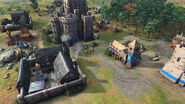 A Feudal Age town featuring the Lancaster castle
