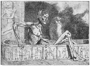 An illustration of a living mummy from Sir Arthur Conan Doyle's short story "Lot No. 249," published in 1892, drawn by Martin van Maële