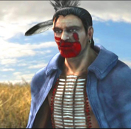 Chayton Black dressed in Lakota attire with red war paint