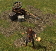 In-game Witch Hunter guarding treasure