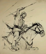 An Umayyad Arab or Berber mounted javelineer as depicted in the cutscene artwork