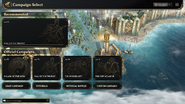 The campaign selection screen in Age of Mythology: Retold
