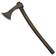 The real francisca was a much smaller, single bit axe rather than the one depicted in-game