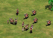 Archers de cavalerie lourde et hussards combattant l'infanterie ennemie