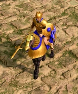 Close-up of the Champion Contarius in Retold, with Mythic Age upgrades