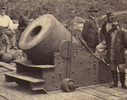 Mortar from 1864 on a railroad, during the US Civil War