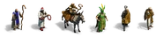 Monk-like unit sprites of in the Definitive Edition before update 141935. Going from left to right: Western, Middle Eastern, Missionary, Native American, East Asian, and the Priest.