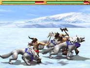 Minotaur fighting Fenrir Wolves