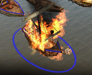 An in-game Fire Ship