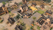 Templar Headquarters featuring French, Teutonic Order, and Genoese flags and units