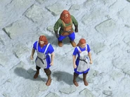 Male and female Gatherers with a Dwarf in Retold