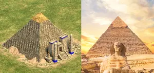 La Maravilla Egipcia, y su contraparte en la vida real, La Gran Pirámide de Guiza