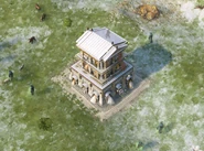 Plenty Vault seen at the center of the map during a King of the Hill skirmish, in Retold