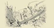 In-game artwork depicting crusaders and Muslim forces battling