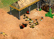 Villagers butchering a Boar in Age of Empires II