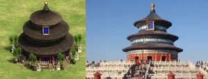 El Templo del Cielo en el juego y su contraparte en la vida real