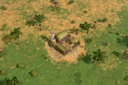 A player's starting Town Center in Steppe in Age of Mythology: Retold