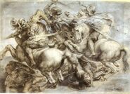 Condottieri at Battle of Anghiari, from Rubens' copy of a lost painting by da Vinci