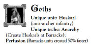 In the The Conquerors instruction booklet, the Goths' unique unit is shown with the Hussar instead of Huskarl icon