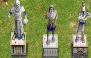 The three models for Greek Gods: Zeus, Poseidon and Hades statues.