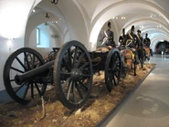 A lifesize model of a Swedish 1850s horse artillery team towing a light artillery piece (Swedish Army Museum, Stockholm.)