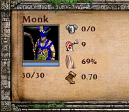 The information panel of a Monk showing his faith recharge level