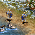 Two Nordic Swordsmen guarding a river