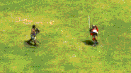 Urumi Swordsman doing his charging attack, followed by his standard attack.