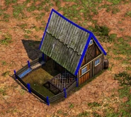 In-game Mediterranean/Southern European Livestock Pen in the Commerce/Fortress Age in the Definitive Edition