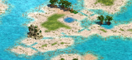 The eastern part of the map is covered with shallows.