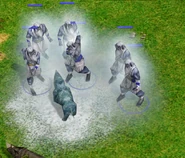 Frost Giants attacking a frozen Rhinoceros